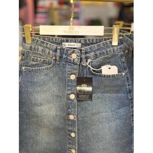 Önü Full Düğmeli Kot Etek